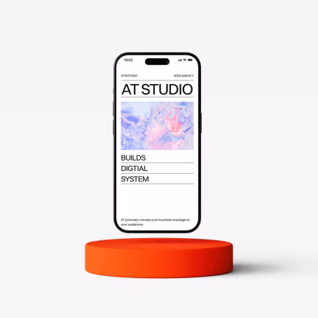 The AT Studio website on a phone